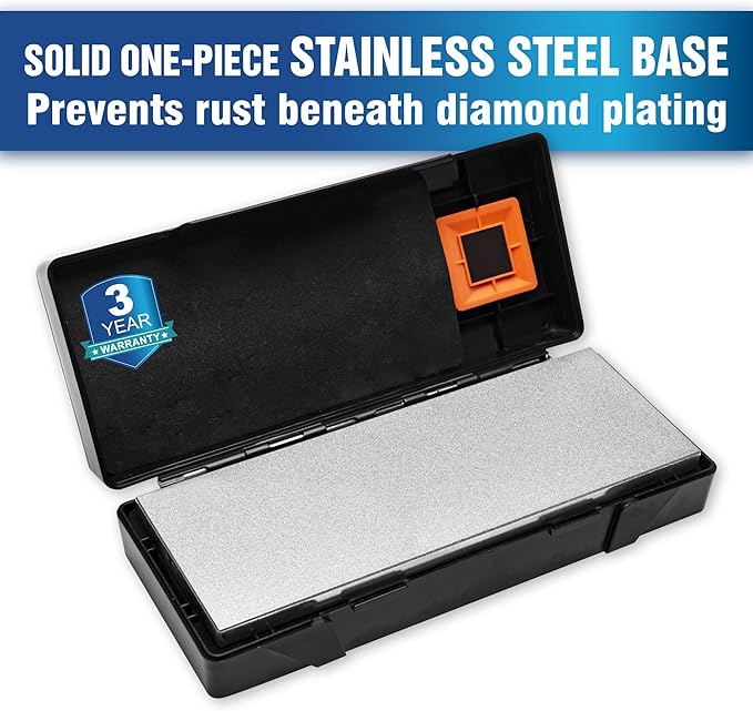 SHARPAL 162N Double-sided Diamond Sharpening Stone Whetstone Knife Sharpener | Coarse 325 / Extra Fine 1200 Grit | Storage Case with NonSlip Base & Angle Guide (8 in. x 3 in.) Gifts for Men