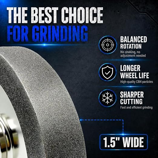 Mega Square CBN Grinding Wheel 6 inch 1000 Grit,1.5” Wide,1/2” Arbor,for Sharpening Woodturning and HSS Tools,Suitable for Most 6-inch Bench Grinders(1000 Grit)