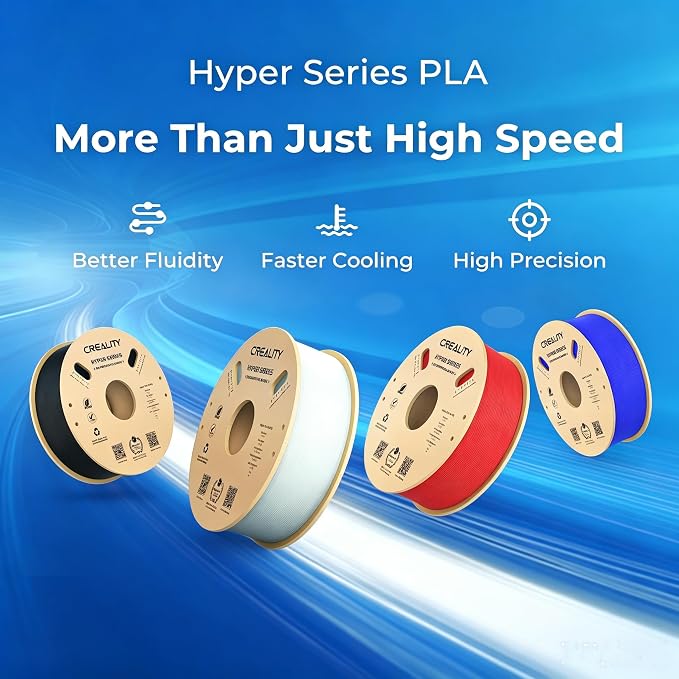 Creality Hyper PLA Filament 1.75mm 4KG(8.8lbs), High Speed PLA 30-600mm/s Rapid 3D Printer Filament, Dimensional Accuracy +/-0.02mm, Fit Most FDM 3D Printers, 2*Black & 2*White