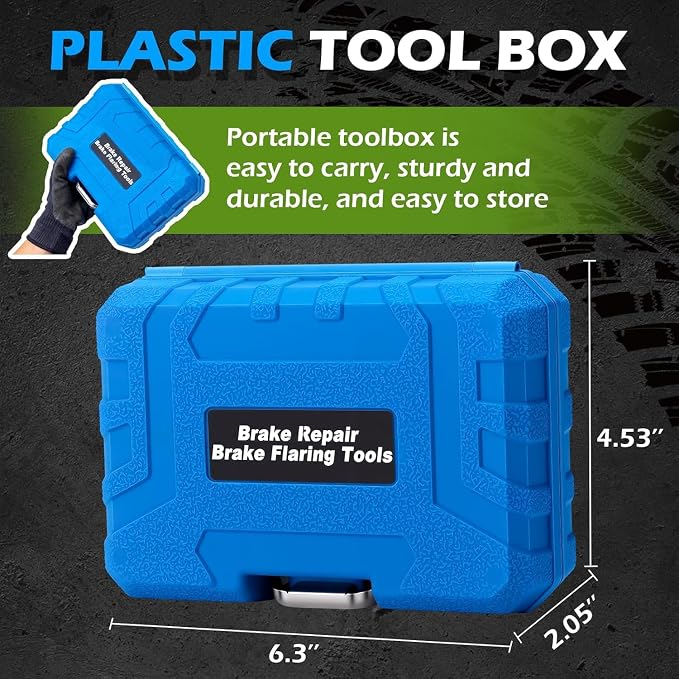 Brake Line Flaring Tool Kit 7-Piece, 3/16" 1/4" SAE Double & Bubble Flare Tool, 45° Flaring Tool for Brake & Fuel Lines, 3/16 Brake Flare Tool for Automotive Hydraulic Repair (7)