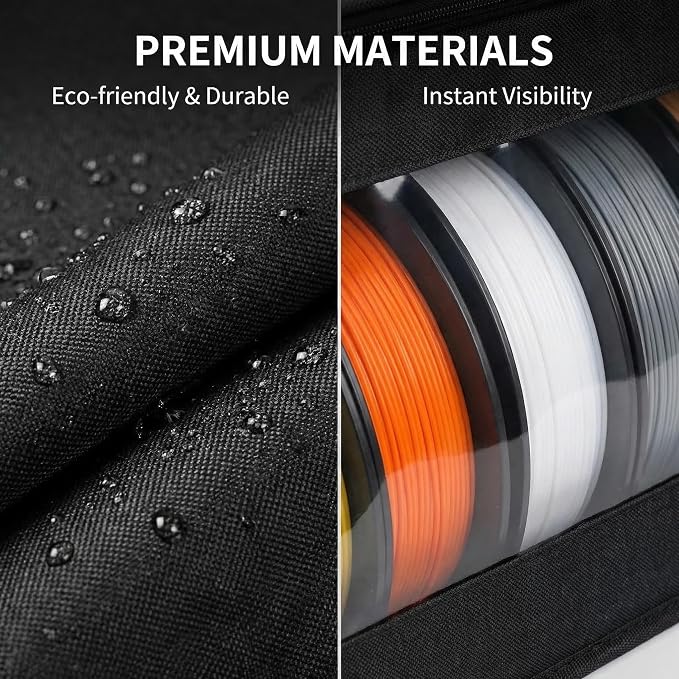 Filament Storage Box Waterproof Dry Box with Desiccants (Black, 4) | Transparent View, Zipper Design, For Home & Office, Workshop Use