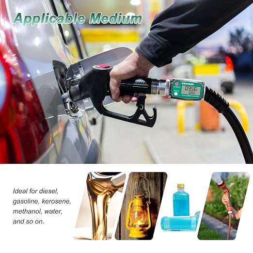 2PCS 1.5 Inch Digital Turbine Flow Meter, 10.5-74 GPM Inline NPT Fuel Flowmeter with LCD Display for Water, Diesel, Gas Oil, Gasoline, and Other Liquids - Supports Gallon, QTS, PTS, L, m³