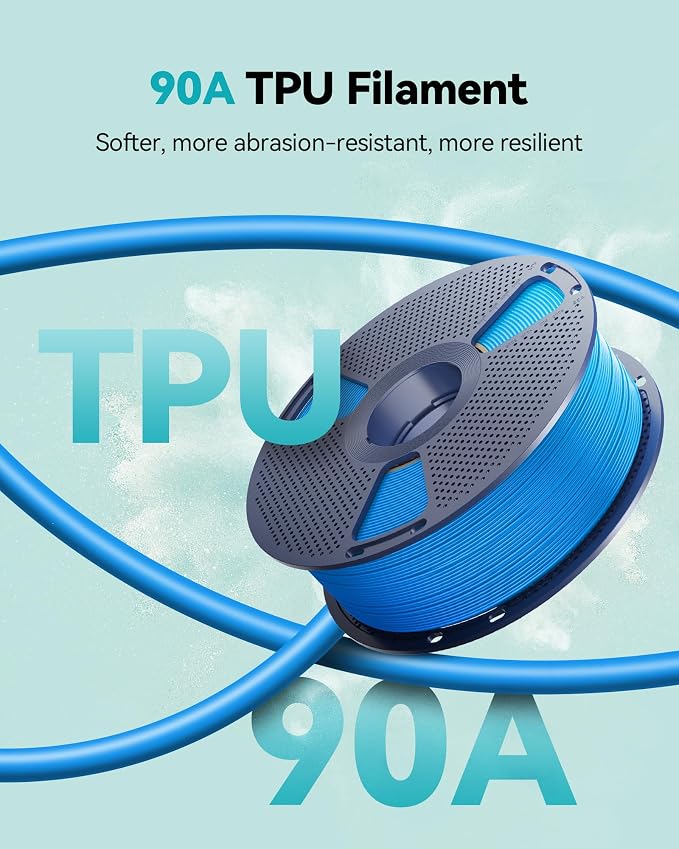 SUNLU TPU 3D Printer Filament 1.75mm,Highly Elastic 90A TPU Filament,Flexible 3D Filament for Fast Printing,Dimensional Accuracy +/- 0.03mm,(1kg Black,90a TPU)