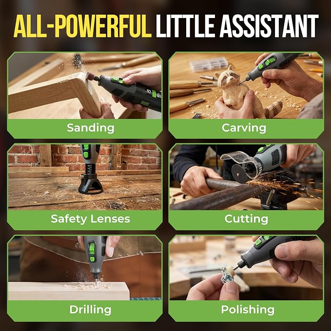 12V Power Rotary Tools, 8000~32000RPM, 2.5Ah Cordless Rotary Tool Kit with LCD Display, 40pcs Accessories, Variable Speed for Grinding, Cutting, Wood Carving, Sanding, Engraving, DIY, Woodworking