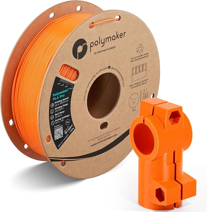 Polymaker PLA Pro 3D Printing Filament Orange 1.75mm 1KG, High-Impact Tough PLA, Fast Printing up to 300mm/s, High Speed New Formula, Easy to Print on Most FDM Printers, No Enclosure Required