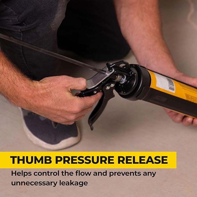 AWF PRO Heavy Duty Caulk Gun, 18:1 Thrust Ratio, Steel Frame Construction, Rotating Barrel, Ladder Hook, Puncture Tool & No Drip Pressure Release Tab, 10 oz Caulking Gun, Pack of 6