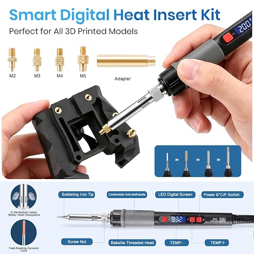 184Pcs 3D Printer Tools Kit with Hanging Organizer, 3D Printer Accessories, Cordless Rotary Tool, Heat Gun, Digital Soldering Iron, PTFE Nozzle Anti-Stick Coating, for All FDM/SLA, Bambu Lab, Ender 3