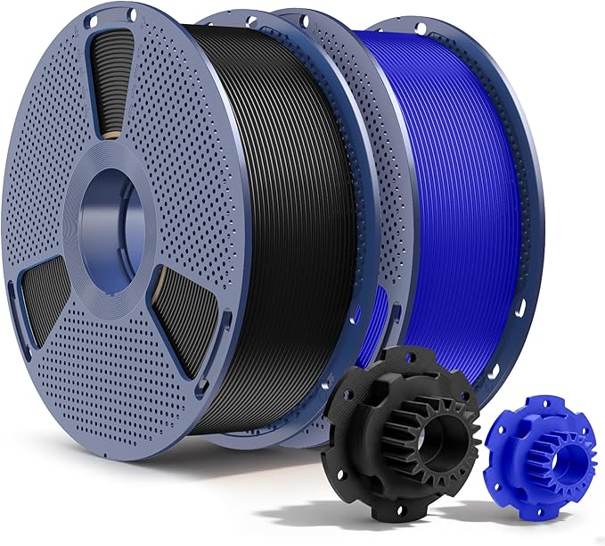 SUNLU PETG Filament 2KG, High Strength PETG 3D Printer Filament 1.75mm, Dimensional Accuracy +/- 0.02mm, 1KG Spool(2.2lbs), 2 Pack, Black+Klein Blue