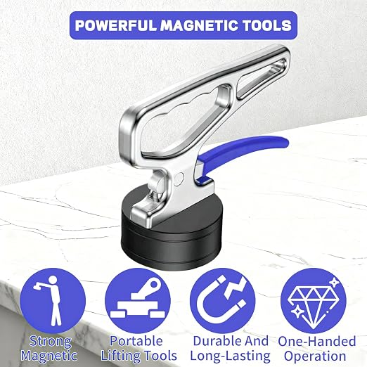Magnetic Pickup Tool, Heavy Duty Manual Lifting Magnet with Quick Release, Magnet Pickup Tool with Ergonomic Handle for Iron Plate for Iron Plate,Tool Steel,Laser Cutting
