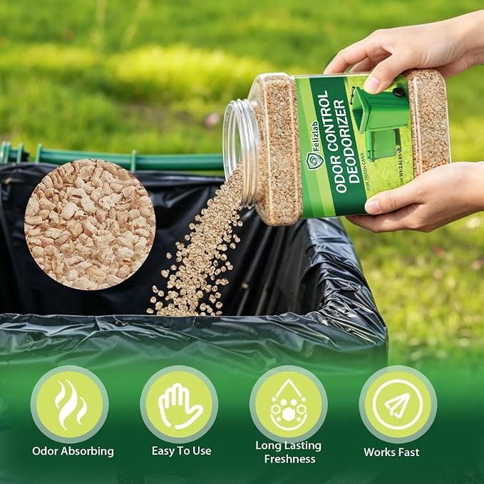 Outdoor Trash Can Deodorizer 2.6 lbs, Industrial Strength Garbage Odor Eliminator & Moisture Absorber for Trash Cans, Outdoor Waste Bins & Recycling Containers, Heavy Duty Long Lasting Odor Control
