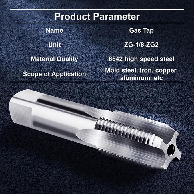 6 Pcs NPT Pipe Tap Set, HSS 1/8-27 to 1-11.5 Taps, 1/4-18, 3/8-18, 1/2-14, 3/4-14, with Durable Case - Ideal for Plumbers & DIY Projects