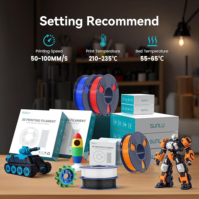 SUNLU 3kg 3D Printer Filament PLA Plus 1.75mm, 3kg(6.6lbs) Large Spool PLA+ Filament for Big Project, Dimensional Accuracy +/- 0.02mm, Neatly Wound Filament, Fit Most FDM Printer, 3KG-1 Pack, Grey