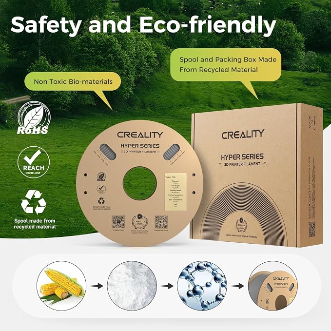 Creality Hyper PLA Filament 2KG, Up to 600mm/s High Speed 3D Printer Filament PLA 1.75mm, No-Tangling Stronger Toughness Fit Most 3D Printers