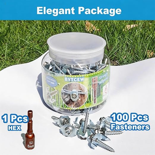 Wire Wood Fencing Fasteners Staple, Fence Nails Clips Post Screw for Wire Mesh and Woven Fencing, Quickly Install with Power Drill (Stainless Steel)