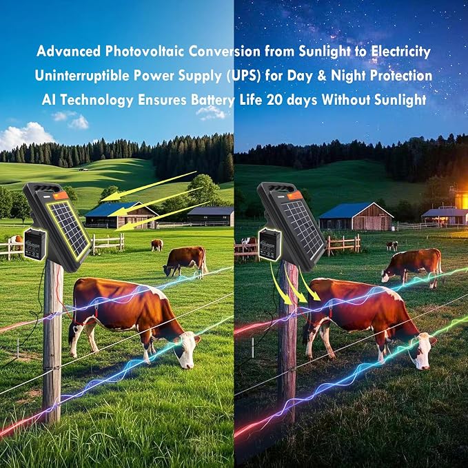 FenceMate 10 Miles Range Solar Fence Charger 0.2J for Containment of Livestock, Poultry, Pet, Hobby Farming, Portable Energizer for Exclusion of Rodent, Nuisance, Day & Night, All-Weather Protection