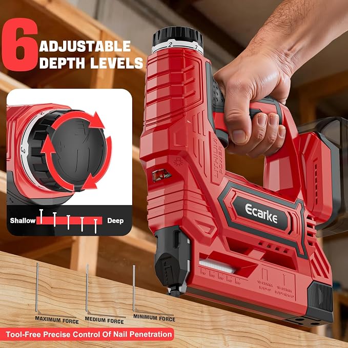 Ecarke Cordless Brad Nailer 2-in-1 Compatible with Milwaukee 18V Battery, 18 Gauge Nail Gun 5/8 to 1-1/4 Inch with 2000 Nials for Wood Carpentry, Powered Electric, 2 Mode, Tool Only