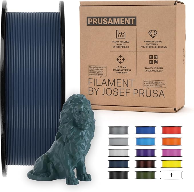 Prusament Premium PLA Gentleman's Grey 1.75mm 1kg 3D Printer Filament | PLA filament with ±0.02 mm precision, low warping, and reliable, tangle-free printing for beginners and professionals.