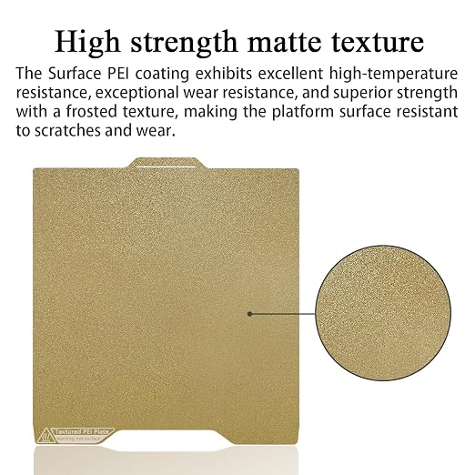 HzdaDeve Build Plate for SPARKX i7 Double Sided Textured Board Dual PEI Sheet Spring Steel 267X301MM Flexible Gold Platform Heated Bed Glue-Free Printing for Creality 3D Printer (Gold)
