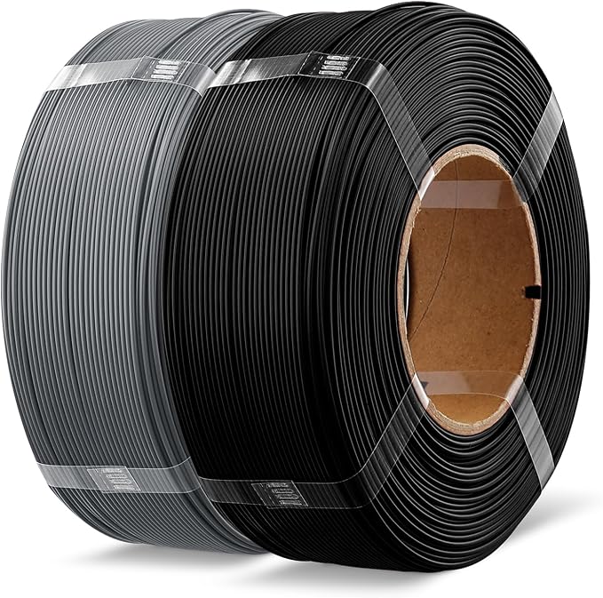 OVERTURE 2KG Bundle High Speed Refill PLA+ 3D Printer Filament 1.75mm, Upgraded Rapid PLA 2.0 with Enhanced Toughness & Stability, 2 Pack 1kg (2.2lb) Refilament for Bambu Lab (Black+Space Gray)