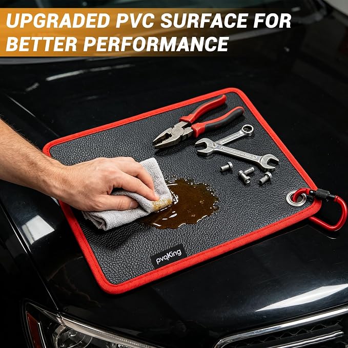 Flexible Magnetic Tool Mat,40 LBS Magnetic pad with Magnetic picker,Circular hanging hole&Carabiner Hook,Storage Organizer for Auto, Motorcycle,Electronic Assembly, DIY, Garage Workshop,12.6" x 9.76" | Strong adsorption, 40 pound load-bearing capacity,...