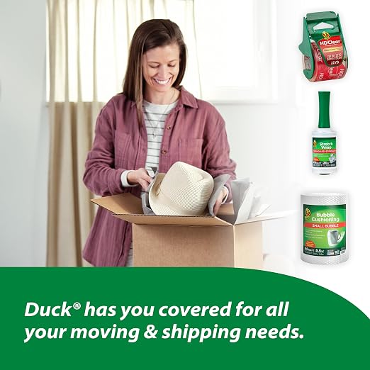 Duck HD Clear Packing Tape Refills - 24 Rolls of Heavy Duty Shipping and Moving Packing Tape - Clear Strong Packaging Tape for Boxes, Packing and Moving Supplies - 1.88 In. x 54.6 Yards (393730)