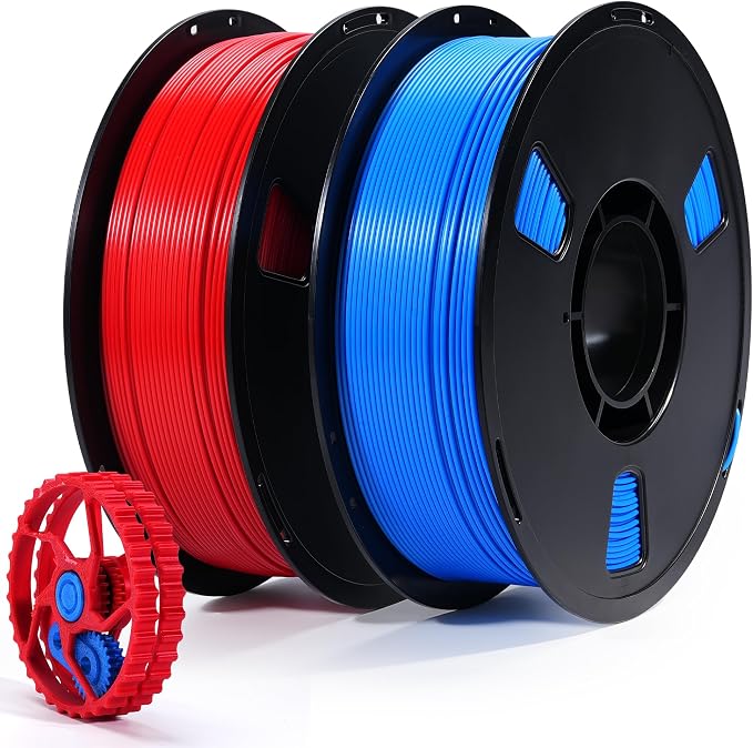 Dynta PLA 3D Printer Filament 2-Pack, Blue + Red, 1kg Per Spool, 1.75mm ±0.02mm. Widely Compatible with Creality, Bambu Lab and Flashforge, Ideal for Beginners and Creative Makers