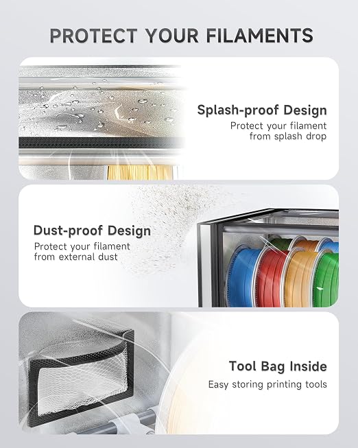 YOOPAI 3D Printer Filament Storage Box – 2 Tier Filament Storage Rack with Fabric Cover, Holds Up to 24 Rolls 1KG – 3D Filament Storage Organizer for Home, Workshop & Studio