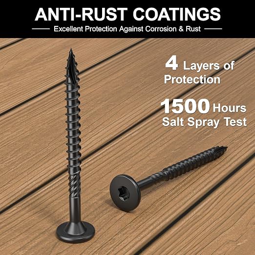 FMhotu #14 Heavy-Duty Wood Screws, Star Drive Deck Screws, Rust Resistant Timber Screws for Timber/Log/Landscaping Wood (2-7/8 Inch,30Pcs,Black)