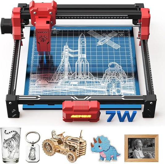 ACMER Laser Engraver Machine, Upgrade S2 7000mW Laser Cutter, 0.01mm Precision, 300×300mm Engraving Area, 10000mm/min Speed, for Wood, Metal, Acrylic, Leather, DIY & Education