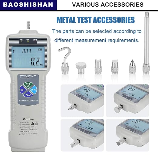 BAOSHISHAN ZP-500N Digital Force Gauge Push Pull Gauge with Output Function | LCD Backlit Display, Carrying Case, Tension/Compression Testing, Destructive Load Analysis, High Precision Sensor