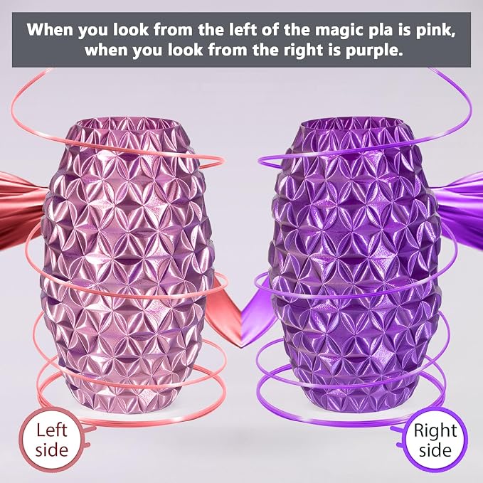 iSANMATE 3D Printer Filament, PLA Filament 1.75mm Dual Color Filament, Shiny Silk PLA Coextruded Filament, 3D Printing Filament Magic PLA,1 kg/Spool (Purple and Pink)