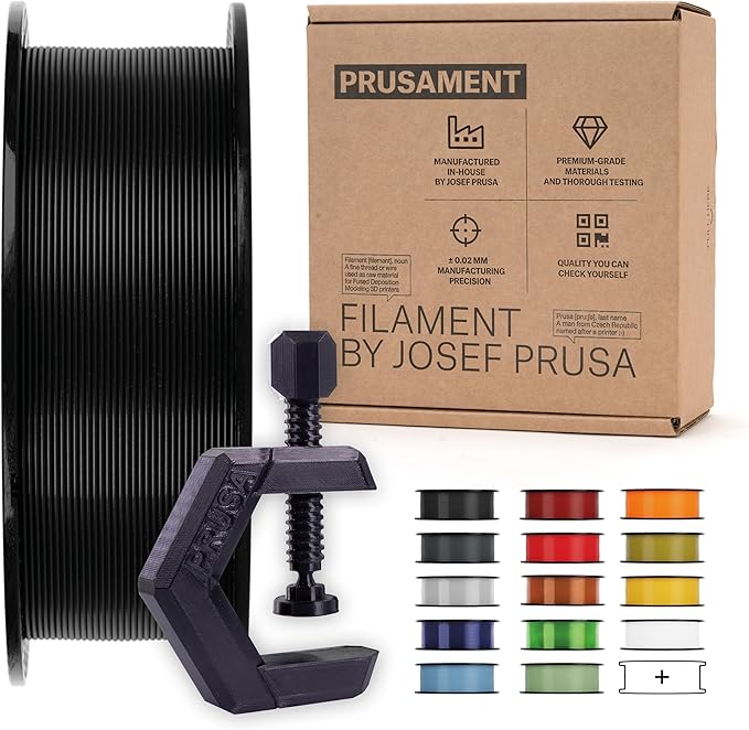 Prusament Premium PETG Jet Black 1.75mm 1kg 3D Printer Filament | PETG filament with ±0.02 mm precision, low stringing, strong layer adhesion, and reliable tangle-free printing.