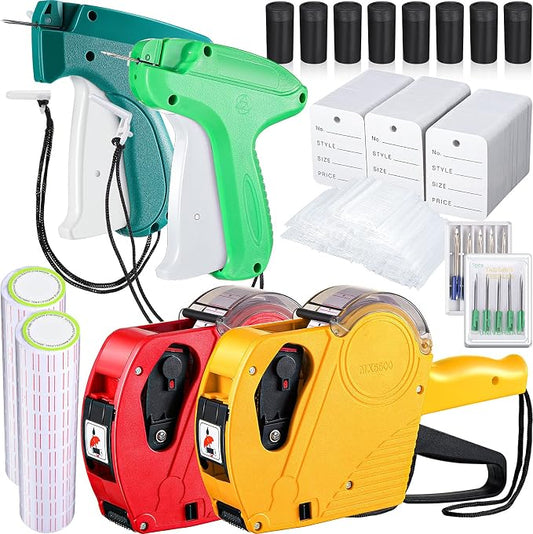 9122 Pieces Price Tags for Clothing Clothes Garment Tag Attacher Garment Tagging Applicator Price Marking Labeler Plastic Fasteners Barbs Roll Ink Refill Rollers Clothing Paper Tags Needles Sticker