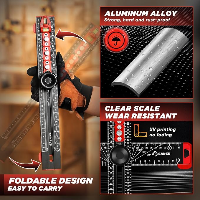 Saker Contour Gauge (10 Inch Lock) and Saker 4-in-1 Drilling Positioning Ruler