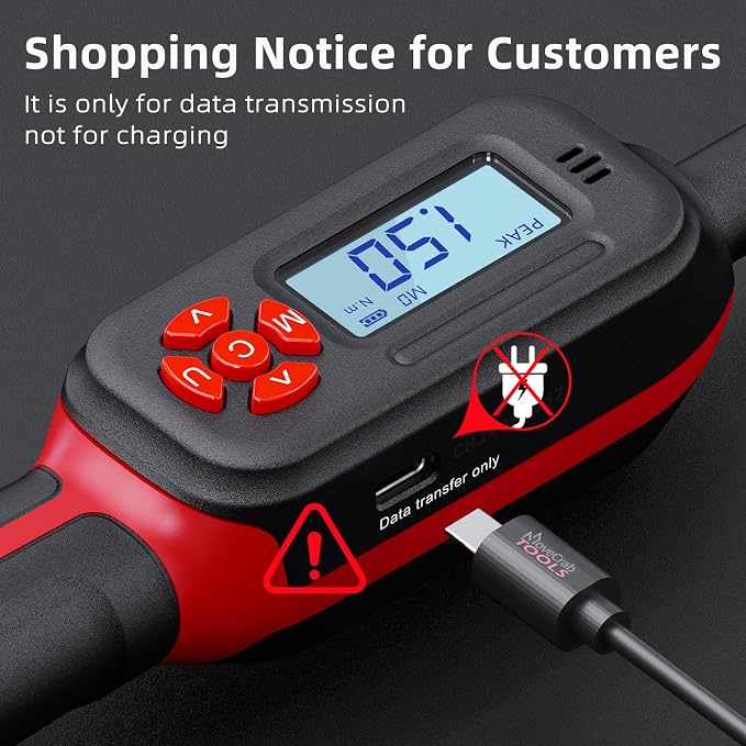 1/4" Digital Torque Wrench, 1.5-30 N.m / 1-22 Ft.lb, ±2% | Precision You Can Trust, Triple Warning Protection, Dual Measurement Modes, Easy-to-Read LED Display, 4 Units for Mechanics