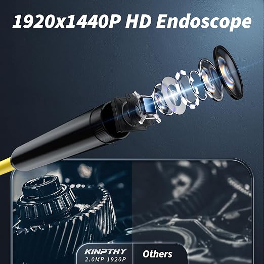 Endoscope Camera with Light,1920P HD Borescope Tools with 8 Adjustable LED Lights, Endoscope with Semi-Rigid Snake Camera, IP67 Waterproof Inspection Borescope for iOS and Android-32.8ft Single Lens