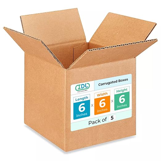 Small Cube Moving & Shipping Boxes 6 x 6 x 6 inches (5-Pack) - Extra Strength 200 lb vs Regular - USA-Made Corrugated Moving Boxes for USPS/FEDEX - Cardboard Packing Box for Moving by IDL Packaging