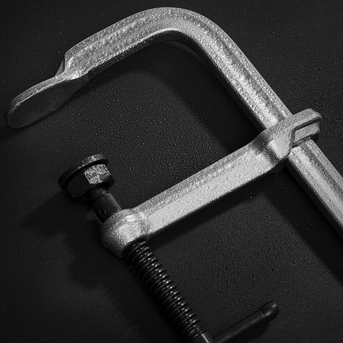 Heavy-Duty 12-Inch F-Clamps, 4-Pack, 3450 Lbs Forged Alloy Steel | 4-3/4" Deep Throat F-Style Bar Clamps for Welding, Metalworking & Fabrication, Solid Steel Jaws & Black-Oxide Spindle