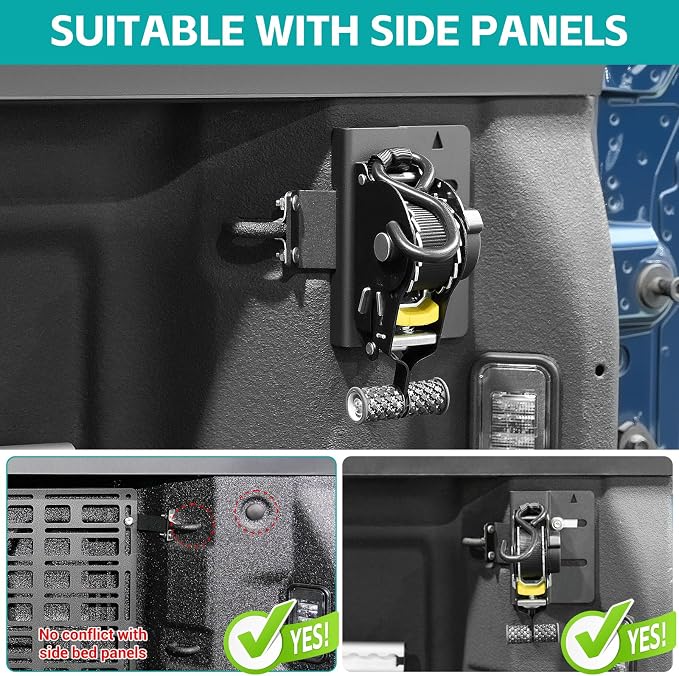 2PCS Ultimate Retractable Ratchet Straps Compatible with 2019-2025 Chevy Silverado/GMC Sierra 1500 Accessories, Bed Mount Bolt on Securing Self Retracting Tie Down Straps