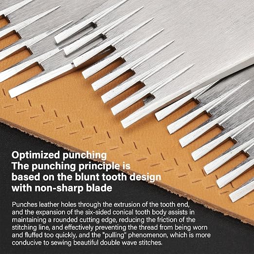 WUTA Leather Chisel All-Polished Die-Steel Puncher French Style Pricking Iron Sharp Leather Punching Tool Kits
