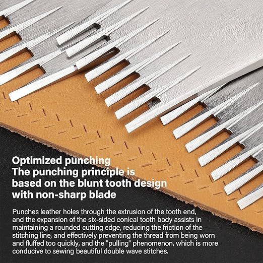 WUTA Leather Chisel All-Polished Die-Steel Puncher French Style Pricking Iron Sharp Leather Punching Tool Kits