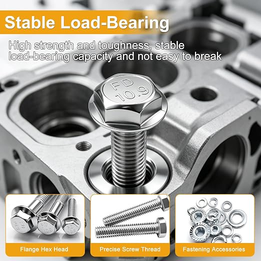 weideer 400PCS Metric Flange Bolt Assortment,M6x1.0 M8x1.25 M10x1.5 Metric Bolt Assortment,Grade 8.8 Alloy Flange Hex Nuts and Bolts Kit (12mm-45mm)