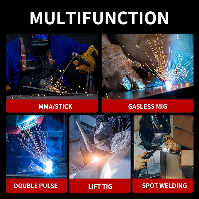 PONEY 200A Double Pulse MIG 9 in 1 Aluminum Welder 220V 2T/4T | MIG/MAG/FLUX/MIG Synergy/Single Pulse MIG/Double Pulse MIG/TIG LIFT/Spot Welding/MMA Multi Process Welding Machine LCD