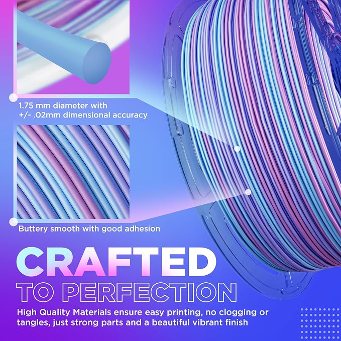 Cookiecad PLA Filament 1.75mm 1kg Rainbow Multicolor 3D Printer Filament - Unicorn PLA