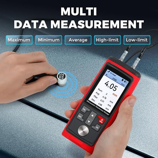 Bonvoisin Ultrasonic Thickness Gauge, Range 0.039 to 11.811 in, Ultrasonic Thickness Measuring Instruments for Steel, Copper, Metals, Plastic, Glass, PVC