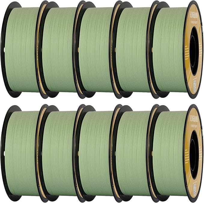 Kingroon Matte PLA Filament Bundle 1.75mm 3D Printer Filament Bundle, Tougher and Stronger, Matte Filament 10kg Dimensional Accuracy +/- 0.02 mm (10 Rolls Green)