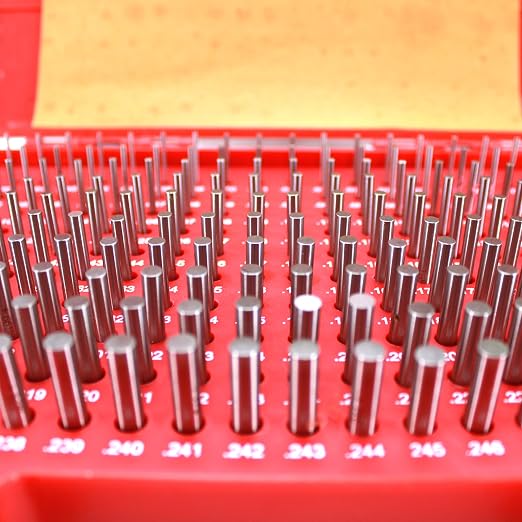 HFS(R) Pin Gage Set M1 Plus Steel Gauge with Storage Case for Carpenters and Home Improvement 190 PCS 0.061-0.250"