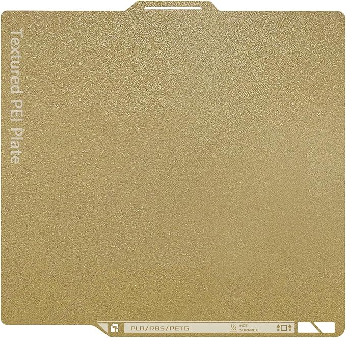 P2S Textured Build Plate with QR Code for P2S/X2D/P1S/P1P/A1/X1C (Gold) | 257x257mm Dual-Sided PEI Sheet, Spring Steel Flexible Magnetic Platform, Glue-Free Heated Bed, Strong Adhesion, Easy Removal