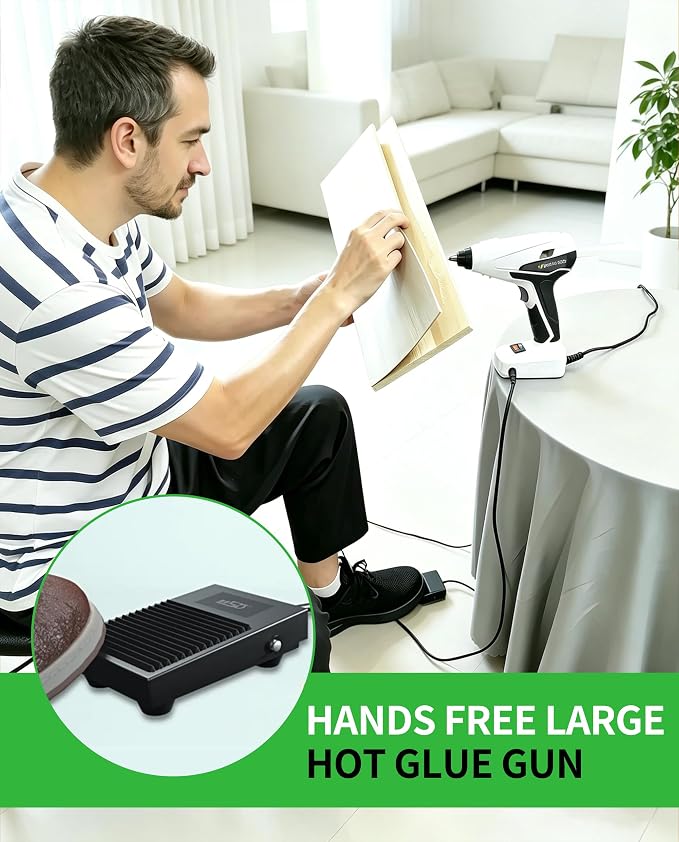 Hot Glue Gun: 100W Heavy and Duty Glue Gun - Hands Free Professional Hot Glue Gun with Foot Rest for Professional DIY & Industrial Use, Arts, Home Repair, 20PCS 0.28'' Glue Sticks