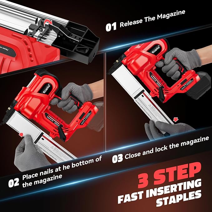 Ecarke 2" Electric Nail Gun Compatible with Milwaukee 18V Battery(Tool only),2 in 1 Cordless Brad Nailer Stapler with 1000 Nails,18 Gauge Nail Gun Battery Powered,2 Firing Modes for Trim Wood DIY
